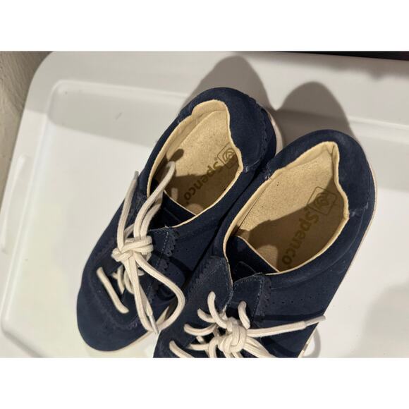 Spenco Camden Blue Suede Shoes Scalloped Trim Women Sneaker Size 9D - Picture 5 of 8